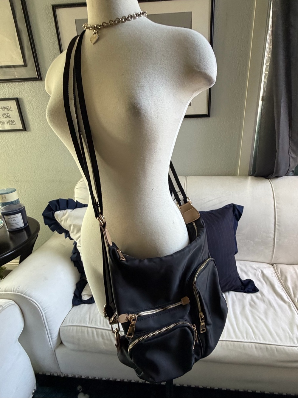 Urban Expressions Black Crossbody Bag with Gold Hardware